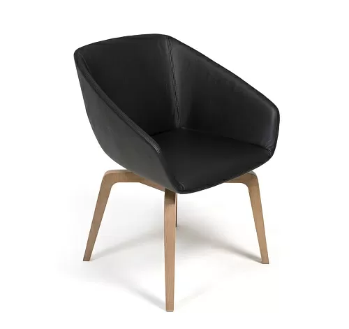 АЛМА Д/ALMA W Кресло посет., дерево ЧЕРНЫЙ/КОЖА