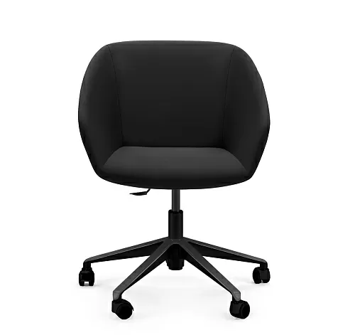 АЛМА/ALMA Кресло посет., 5-луч ЧЕРНЫЙ/КОЖА