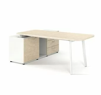 ФЛЕКС/FLEX Стол на опор.тумбе П178см ДУБ СВЕТЛЫЙ/БЕЛЫЙ