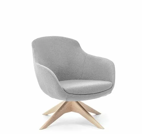 НОБЛ Д/NOBLE Кресло крут, база дерев СЕРЫЙ M