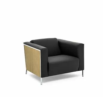 ВИСПО ВУД/VISPO Wood Кресло, кожа ДУБ СВЕТЛ/ЧЕРНЫЙ