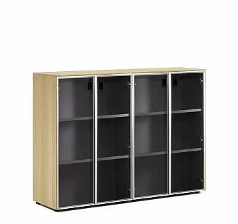 ЭКЗЕ/EXE Шкаф-витрина в.120, 4 дв ДУБ СВЕТЛЫЙ/ЧЕРНЫЙ