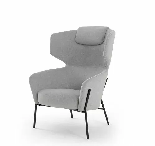 ВЕНТО/VENTO Кресло лаунж высокое СЕРЫЙ/ЧЕРНЫЙ