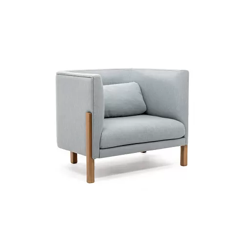 ТОРДИНО/TORDINO Кресло низкая спинка СЕРО-ГОЛУБ/ОРЕХ