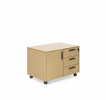 ЭКЗЕ/EXE Тумба 3 ящика, 1 дверь ДУБ СВЕТЛЫЙ/ЧЕРНЫЙ