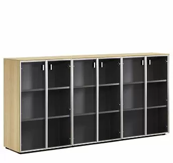 ЭКЗЕ/EXE Шкаф-витрина в.120, 6 дв ДУБ СВЕТЛЫЙ/АЛЮМ