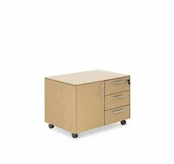 ЭКЗЕ/EXE Тумба 3 ящика, 1 дверь ДУБ СВЕТЛЫЙ/ХРОМ